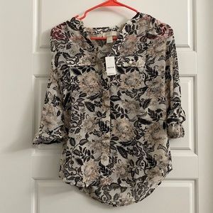 LOFT Button Down Floral Blouse NWT